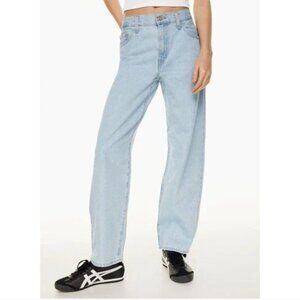 Levis Premium Womens Baggy Dad Denim Jeans Light Blue Distressed Mid Rise 8/29